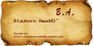 Blauhorn Amadé névjegykártya